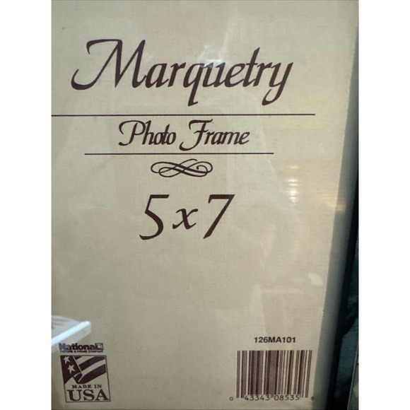 Vintage National USA Green Wood Marquetry Picture Frame 5x7 - Picture 2 of 10